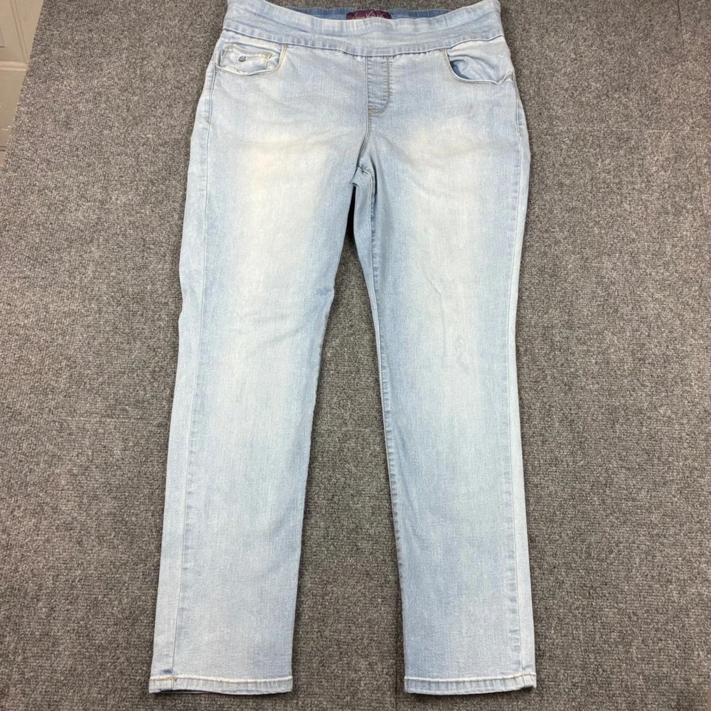 Gloria Vanderbilt Amanda Pull On Jeans‎ Womens 16W Light Wash Tapered High Rise